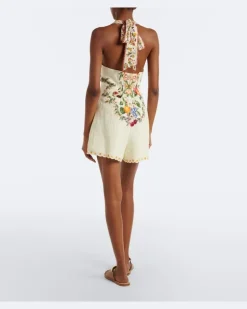 Verzierter Romper aus Leinen Multicolor