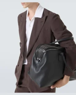 Verzierter Weekender Funky aus Leder Schwarz
