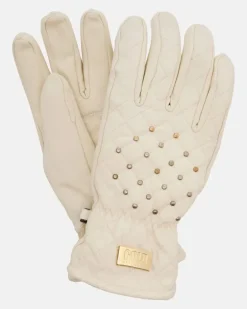 Verzierte Skihandschuhe Glisten aus Leder Weiß