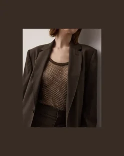 Verziertes Mesh-Tanktop Melony Brown