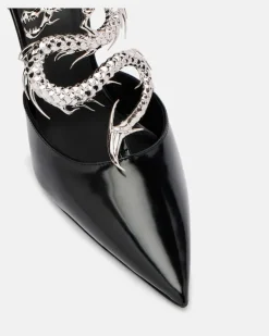 Verzierte Wedges Dragon aus Leder Schwarz