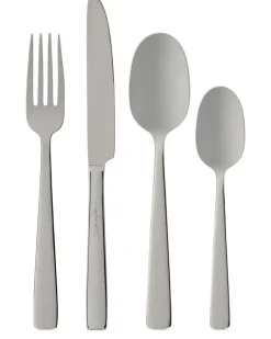 Vierteiliges Inox Flatwear Besteck-Set - Silber