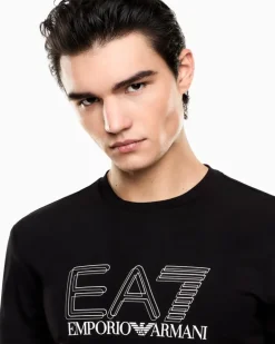 Visibility Langarmshirt aus Baumwollstretch-Jersey Schwarz