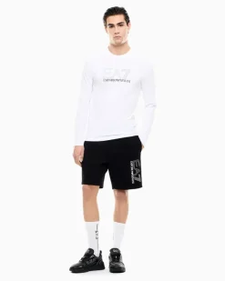 Visibility Langarmshirt aus Baumwollstretch-Jersey Weiß