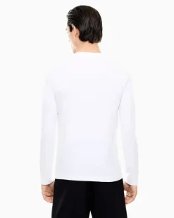 Visibility Langarmshirt aus Baumwollstretch-Jersey Weiß