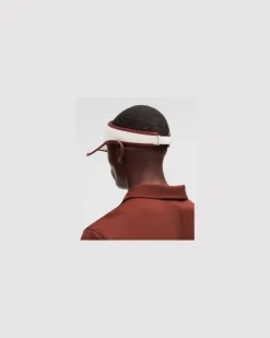 Visier aus Baumwoll-Canvas mit abnehmbarem Schweißband – Größe in Natural/Cranberry Charm