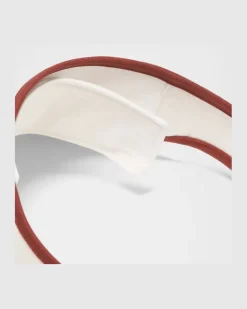 Visier aus Baumwoll-Canvas mit abnehmbarem Schweißband – Größe in Natural/Cranberry Charm