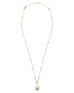 Vlogo Signature Brosche aus Metall mit Swarovski-Kristallen und Perlen - Gold