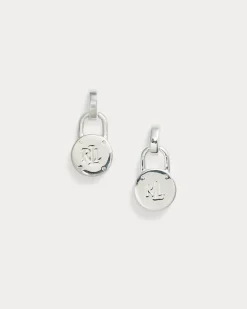 Vorhängeschloss-Hängeohrringe aus Silber Silver