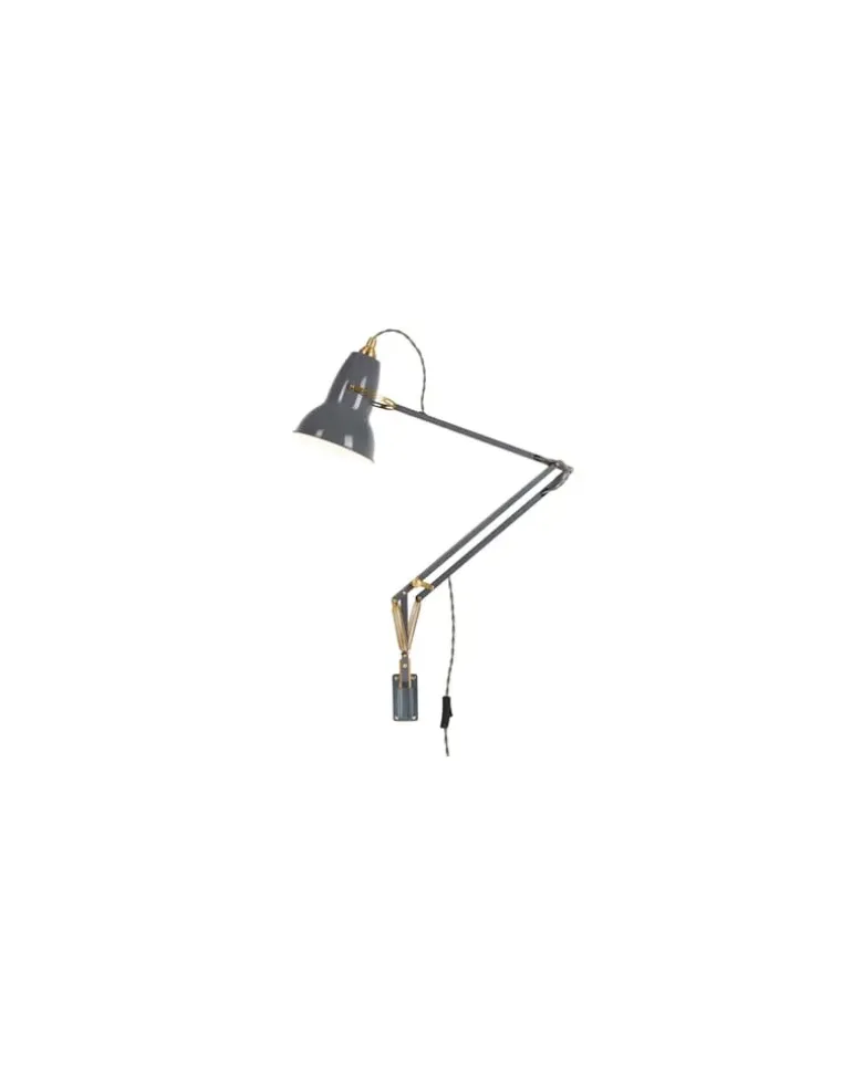 Wandleuchte mit On/Off-Schalter 1227 - Grau - Messing - Designer George Carwardine