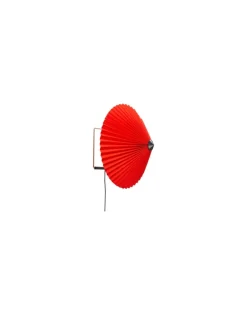 Wandleuchte mit Stromkabel Matin - Rot - Gefaltete Baumwolle - Designer Inga Sempé