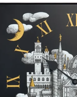 Wanduhr mit Architekturmotiv - Schwarz