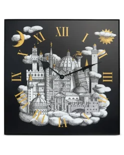 Wanduhr mit Architekturmotiv - Schwarz