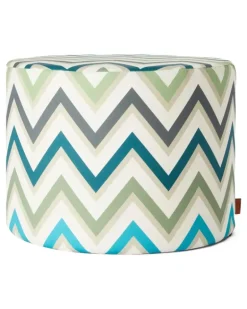 Watamu Hocker mit Zickzackmuster - Weiß
