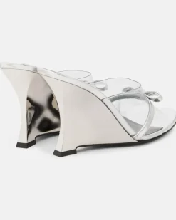 Wedge-Mules Gianni Ribbon 95 aus PVC Silber