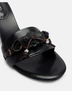Wedge-Pantoletten Anee aus Leder Schwarz