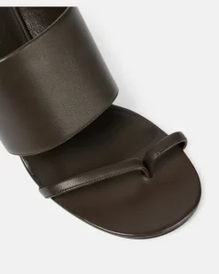 Wedge-Pantoletten aus Leder Schwarz