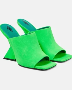 Wedge-Pantoletten Cheope aus Veloursleder GrüN