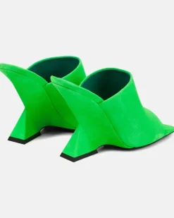 Wedge-Pantoletten Cheope aus Veloursleder GrüN