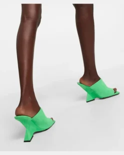 Wedge-Pantoletten Cheope aus Veloursleder GrüN