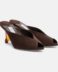 Wedge-Pantoletten Glace aus Veloursleder Braun