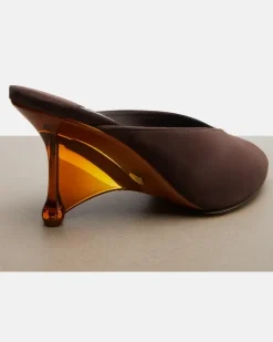 Wedge-Pantoletten Glace aus Veloursleder Braun