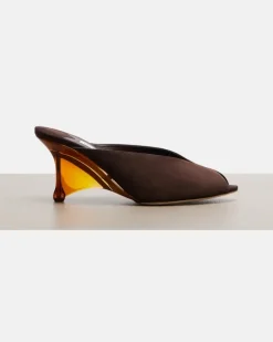 Wedge-Pantoletten Glace aus Veloursleder Braun
