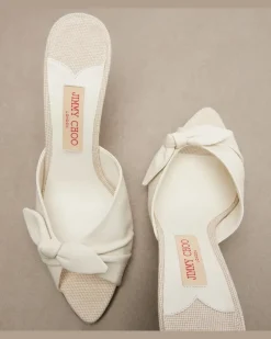 Wedge-Pantoletten Livi aus Canvas mit Leder Weiß