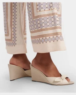 Wedge-Pantoletten Livi aus Canvas mit Leder Weiß