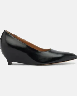 Wedge-Pumps aus Leder Schwarz