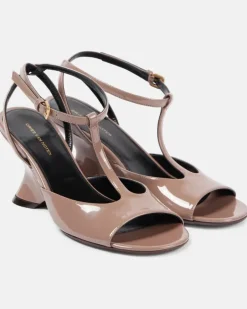 Wedge-Sandalen 75 aus Lackleder Braun