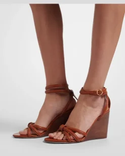 Wedge-Sandalen aus Leder Braun