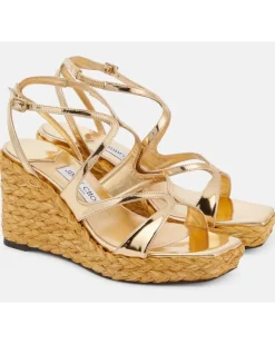 Wedge-Sandalen Ayla aus Metallic-Leder Gold