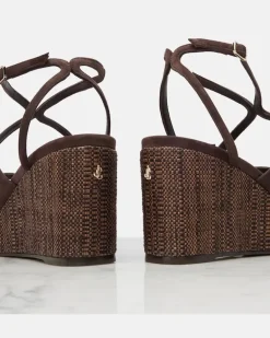Wedge-Sandalen Ayla aus Veloursleder Braun