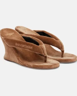 Wedge-Sandalen Gaeta aus Samt Braun