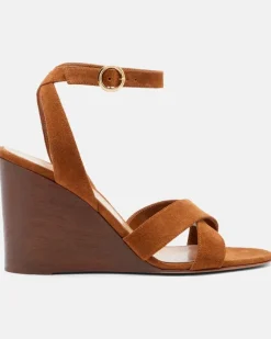 Wedge-Sandalen Ines aus Veloursleder Braun