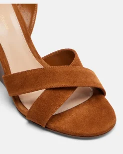 Wedge-Sandalen Ines aus Veloursleder Braun