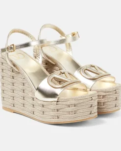 Wedge-Sandalen VLogo Signature aus Metallic-Leder