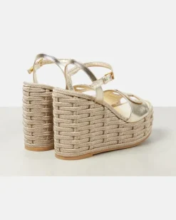 Wedge-Sandalen VLogo Signature aus Metallic-Leder