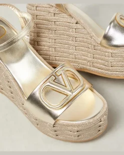 Wedge-Sandalen VLogo Signature aus Metallic-Leder