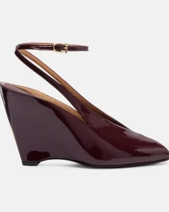 Wedges Arcadia 95 aus Lackleder Burgunderrot