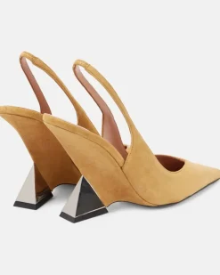 Wedges Cheope aus Veloursleder Beige