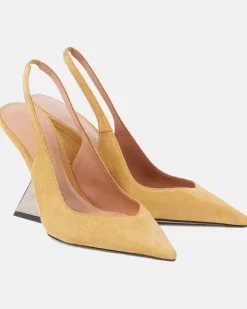 Wedges Cheope aus Veloursleder Beige