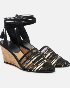 Wedges La Cruisette mit Kristallen Schwarz