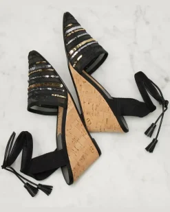 Wedges La Cruisette mit Kristallen Schwarz