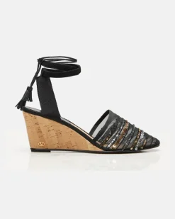 Wedges La Cruisette mit Kristallen Schwarz
