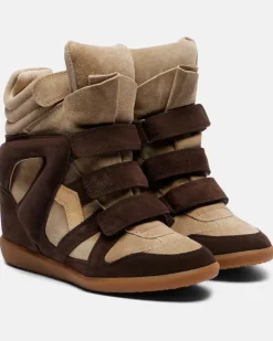 Wedge-Sneakers Bekett aus Leder und Veloursleder Beige