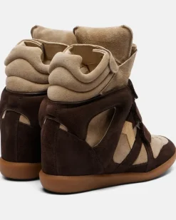 Wedge-Sneakers Bekett aus Leder und Veloursleder Beige