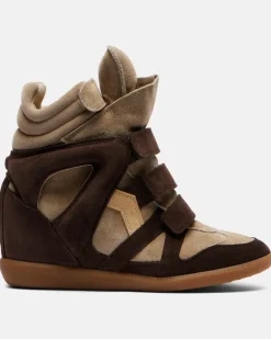 Wedge-Sneakers Bekett aus Leder und Veloursleder Beige
