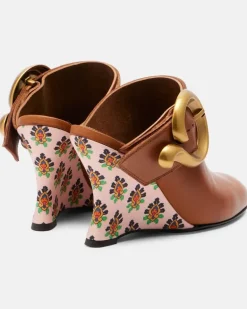 Wedges Sabot aus Leder Braun
